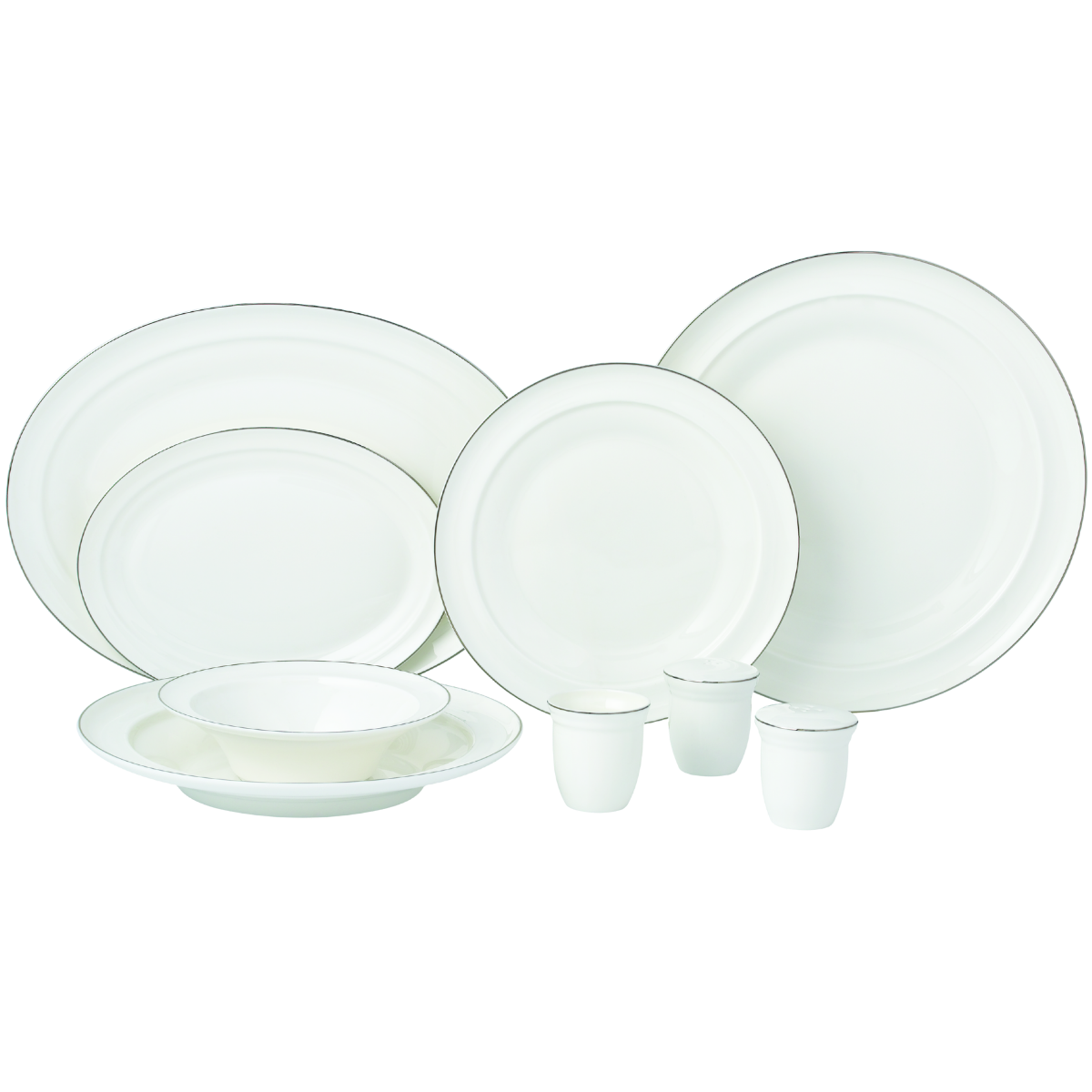 Bone Hanna Platin 56 Parça Porselen Yemek Takımı